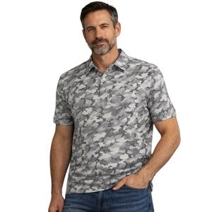 Stitch Golf Mens Large Polo Shirt Camo All Over Print Short Sleeve Tree 1922 L